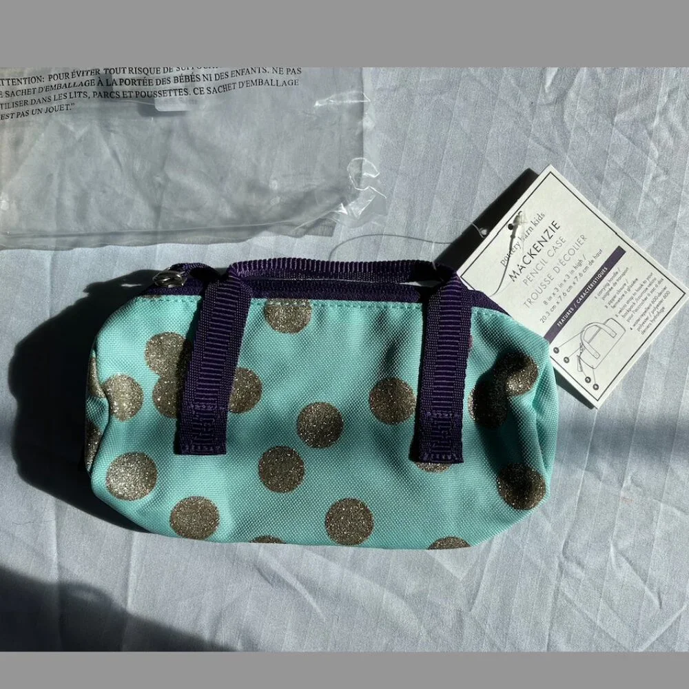 Pottery Barn kids Teal Polka Dot Pencil Case